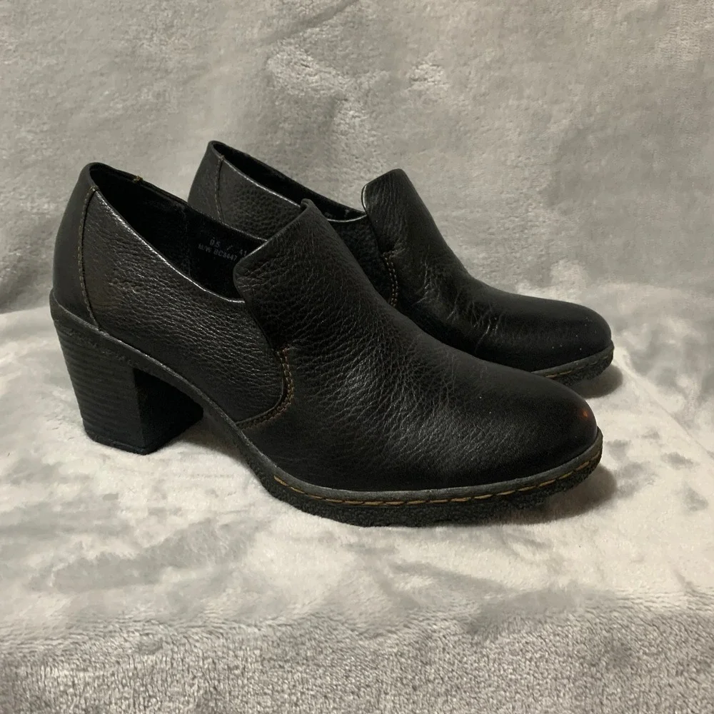 BOC Born Concept Black Leather Ankle Boots Booties Women's US‎ 9.5 EU 41 Block